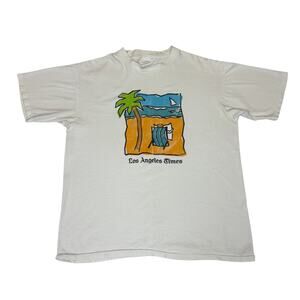 Vintage 90s Los Angeles LA Times Shirt Men's XL Beach Newspaper